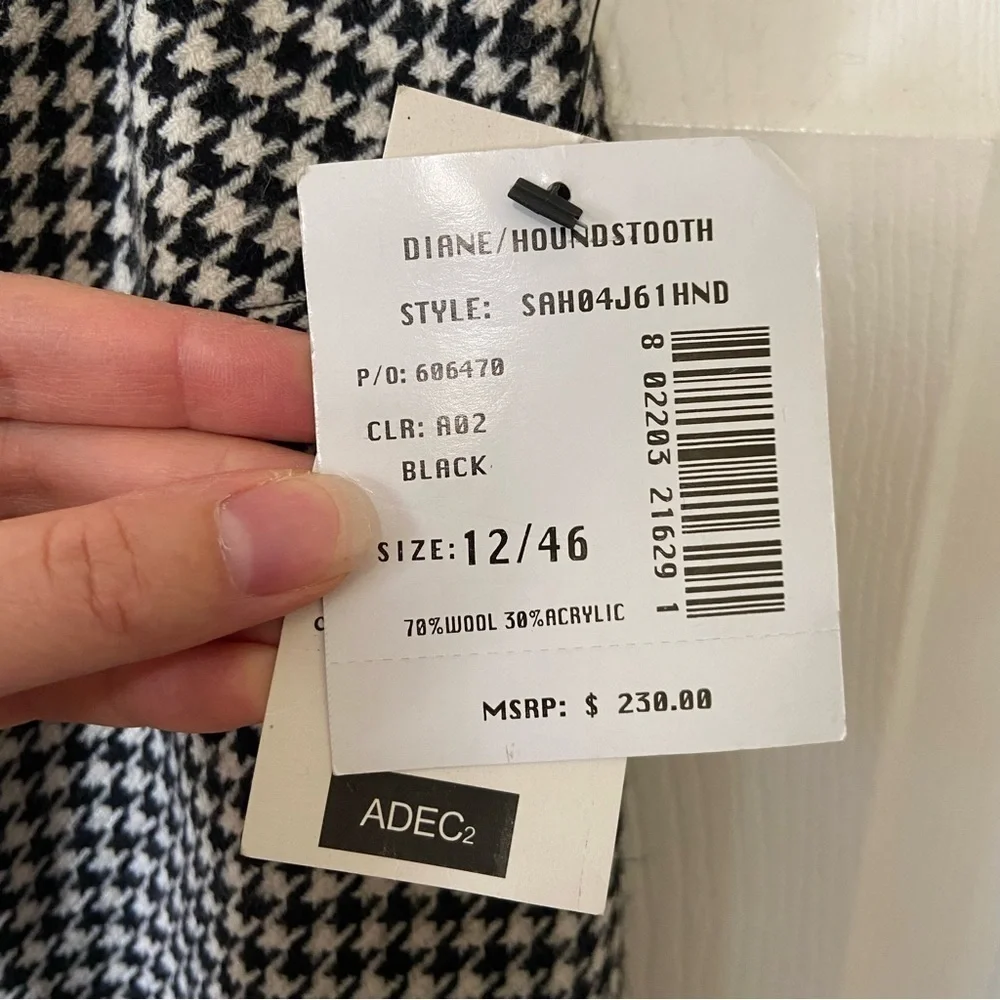 NWT Houndstooth Wool Blend Black and White Skirt Size 12 - Picture 9 of 10
